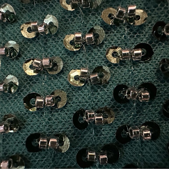 Hyacinth House Gemma Blouse Small – Green Sequin Beaded Top, party, holiday - Picture 6 of 9